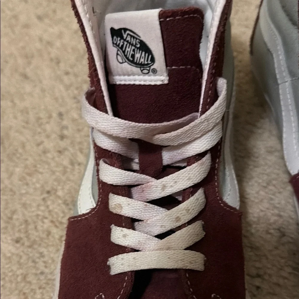 Vans Maroon and White High-Top Sneakers - Picture 6 of 7